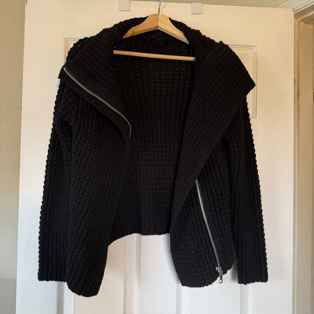 Gap Moto Sweater Jacket Black Size Medium 100% Cotton